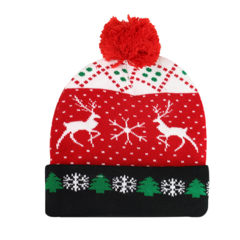Wholesale Colorful Luminous Knitted Hat Removable Battery LED Light Christmas Hat